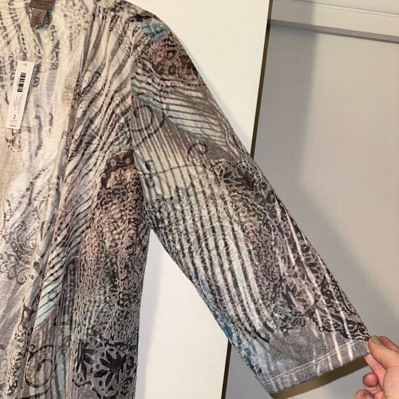 Chicos Women’s Burnout Paisley Dream Cardigan Sweater Size 2 (Large) NWT - Picture 4 of 11